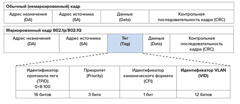 Рис. 3. Обычный и маркированный кадры